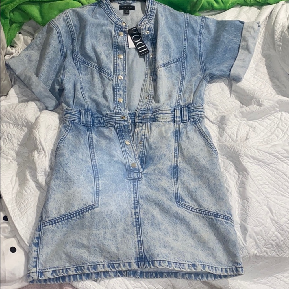 Topshop IDOL acid wash denim dress